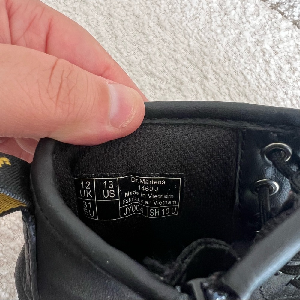 Dr Martens Kids Junior 1460 Softly T Leather Lace Up Black Combat Boots Size 13 - Picture 7 of 12